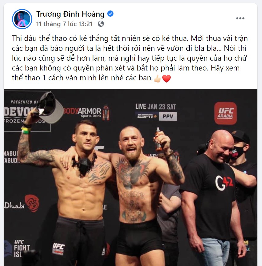 Truong Dinh Hoang voiced support for Conor McGregor after the defeat at UFC 264 - Photo 2