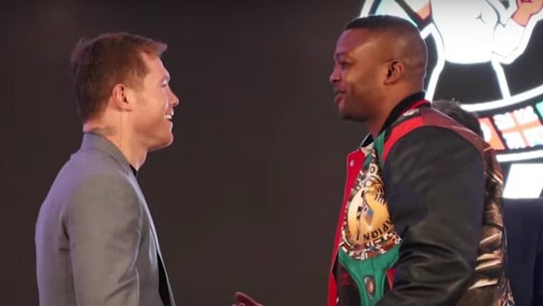 Canelo Alvarez and Ilunga Makabu faced each other at the Face -Offing Face WBC - Photo 1