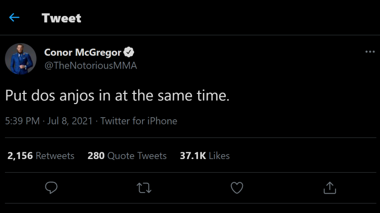 The reaction of Conor McGregor after knowing that Rafael Dos Anjos was chosen as a backup martial artist for the main event of UFC 264 - Photo 1