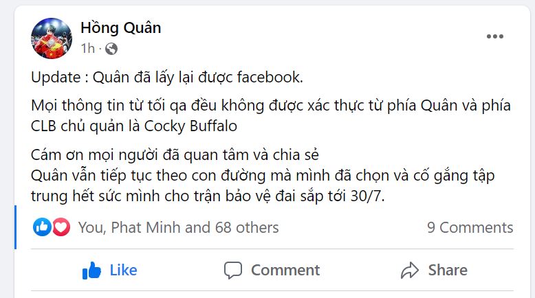 Dinh Hong Quan confirmed that he still protects the IBF belt, saying the Facebook account is 'hacked' - Photo 3