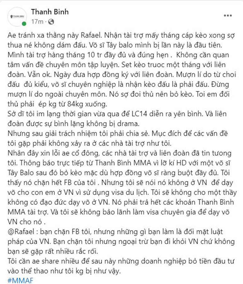 Foreign MMA boxers are accused of receiving money from the Vietnamese club and then ran and canceled - Photo 2