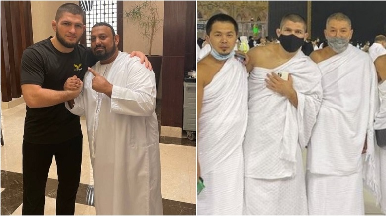 Khabib Nurmagomedov poses with the boxing legend at the Mecca Sanctuary - Photo 1