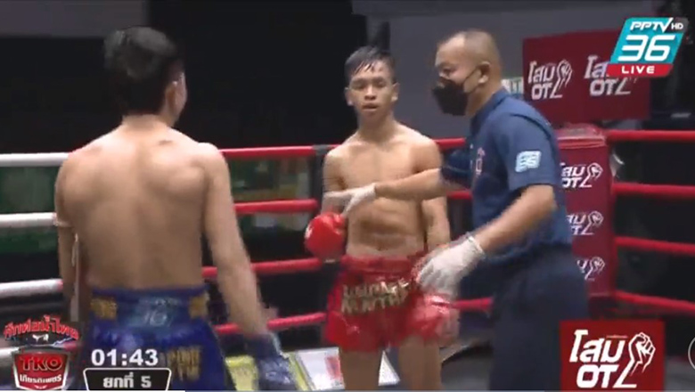 On the floor, two Kickboxing boxers were disqualified by the referee - Photo 1