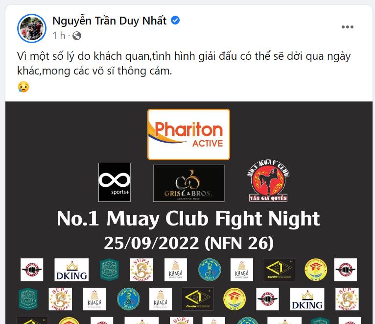 Event Muay No.1 Fight Night 26 was postponed - Photo 1