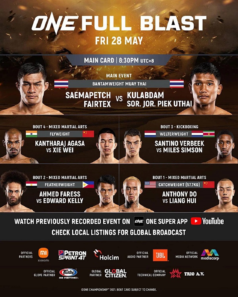 Watch directly One Full Blast: Saemapetch Fairtex vs. Kulabdam Sor. Jor. Piek Uthai - Photo 1