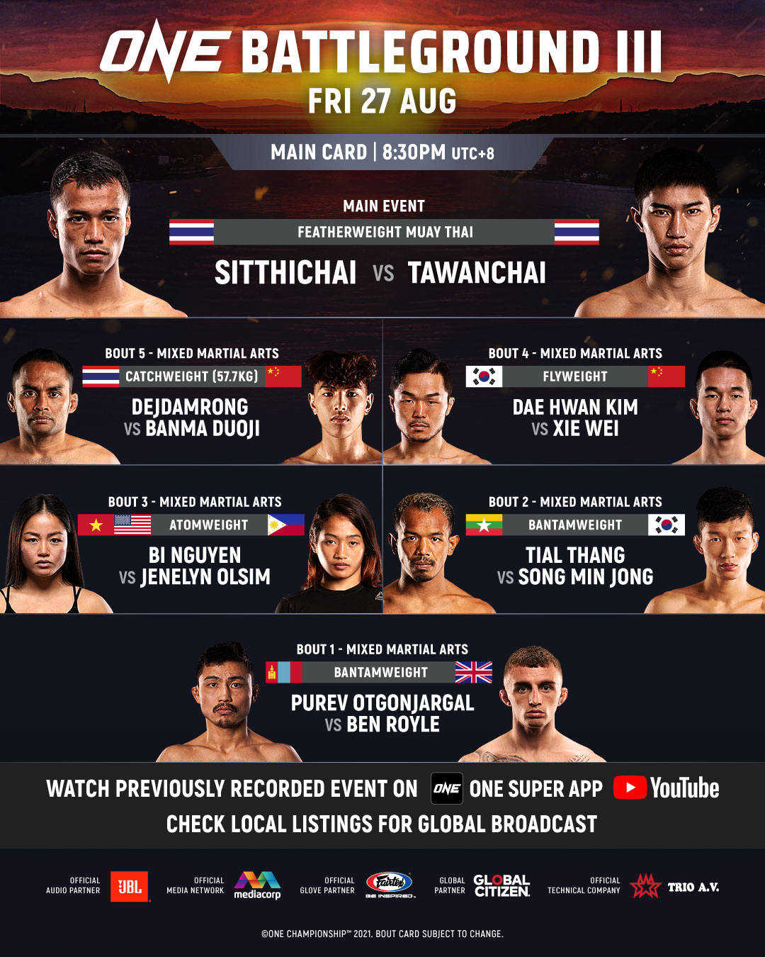 Watch live One Battleground 3: Sittichai Sitsongpeenong vs. Tawanchai PK Saenchai - Photo 1