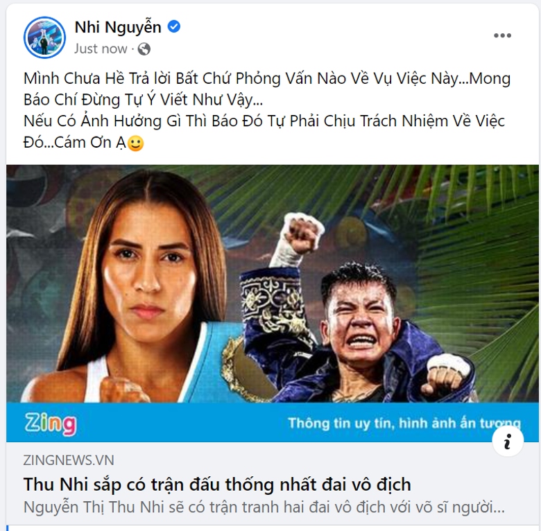 What does Thu Nhi say before the unified boxing of the professional boxing belt? - Photo 1