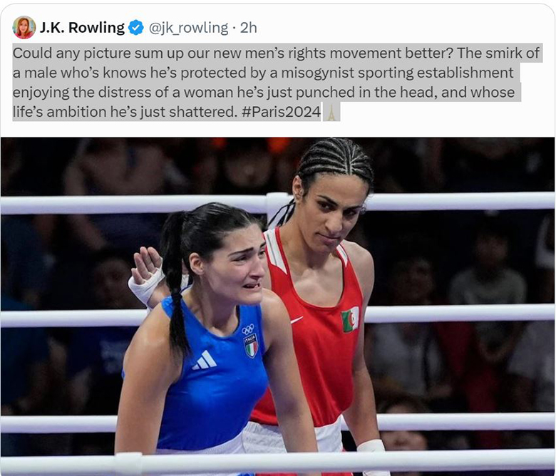 Writer Rowling criticizes the Paris Olympic Games 2024 for leaving the boxing athlete 'male' to fight women - Photo 1