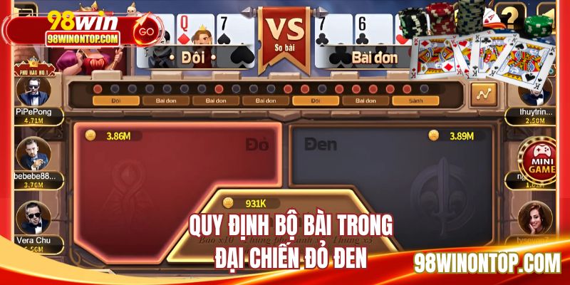 Quy định loại bài trong đặt cược đỏ đen